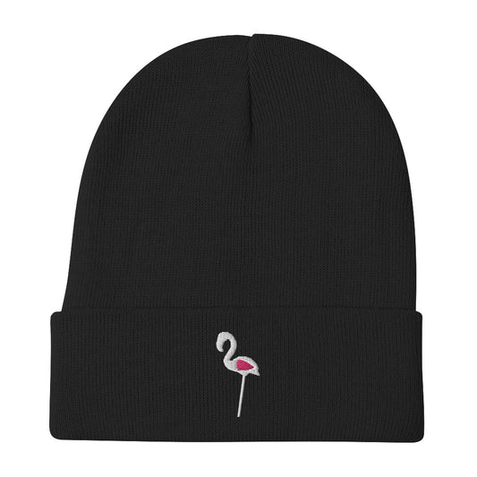 Black Embroidered Beanie